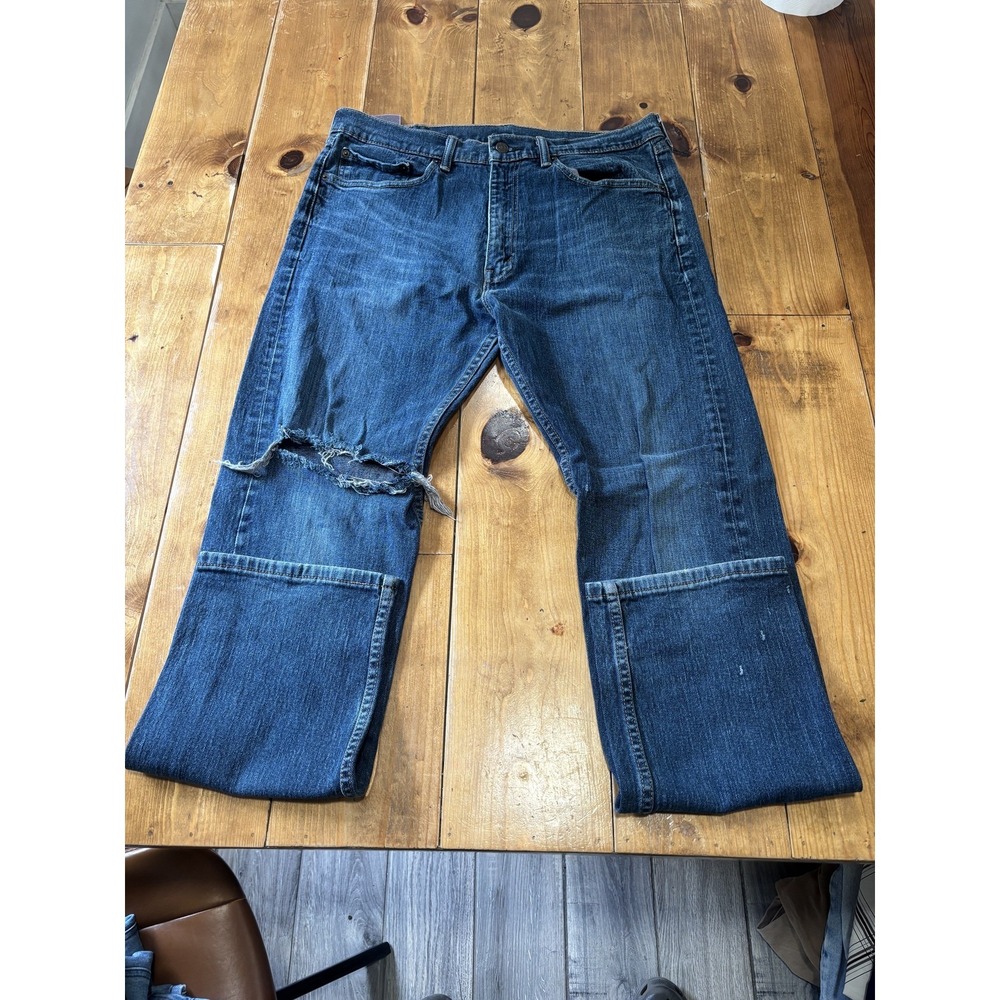 Levi's 505 Men's Regular Fit Straight Leg Jeans‎ W34 L32 Distressed Medium Wash